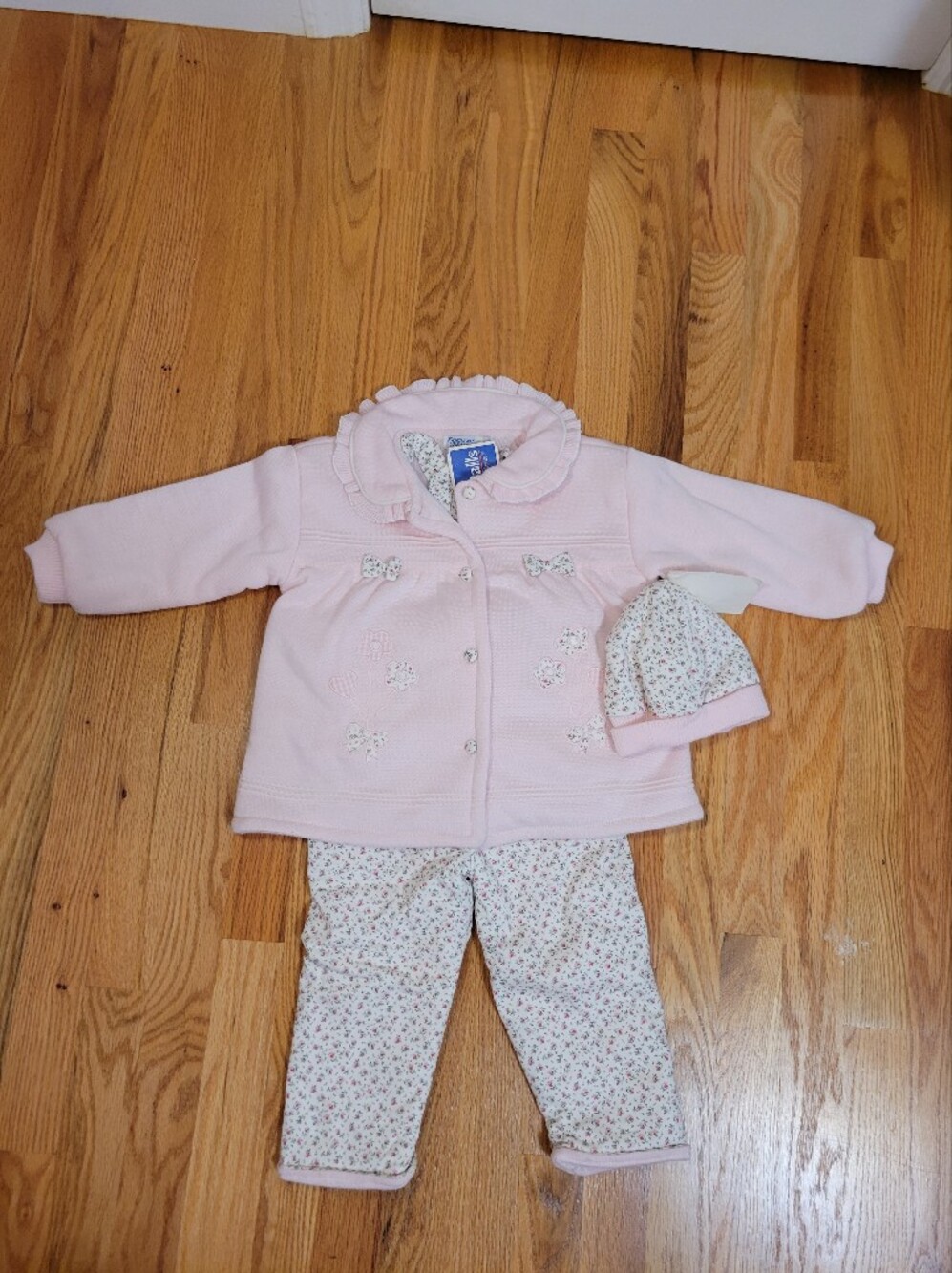 NWT Vintage Marshalls Baby Girl Pink Floral 3-Piece Winter Suit Set- 24 Months